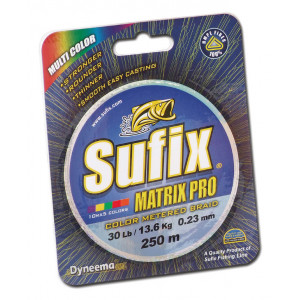 Леска плетеная Sufix Matrix Pro x6 разноцвет. 100м 0.15мм 10кг