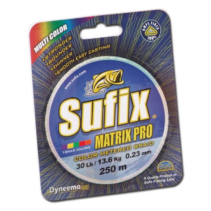 Леска плетеная Sufix Matrix Pro x6 разноцвет. 100м 0.40мм 45кг
